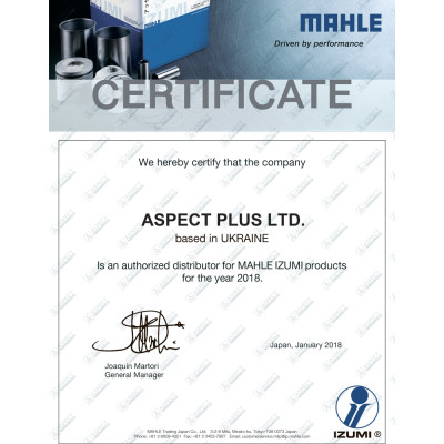  Aspect Plus LTD. is an official distributor for MAHLE and IZUMI products in Ukraine