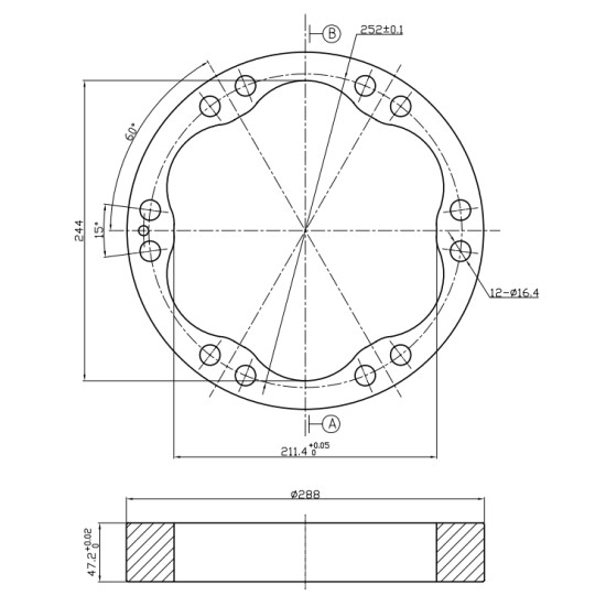 Stator Poclain Hydraulic MS11, MSE11 ID=244 mm AFM