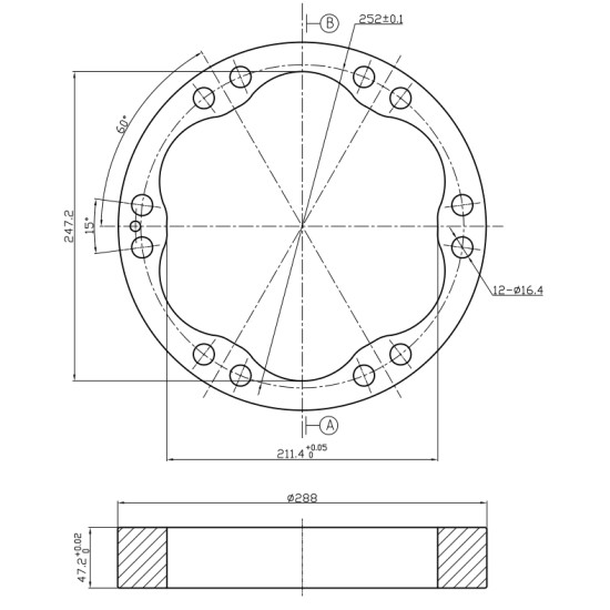 Stator Poclain Hydraulic MS11, MSE11 ID=247.2 mm AFM