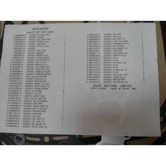 Engine gasket Set Isuzu 5878153350 Genuine