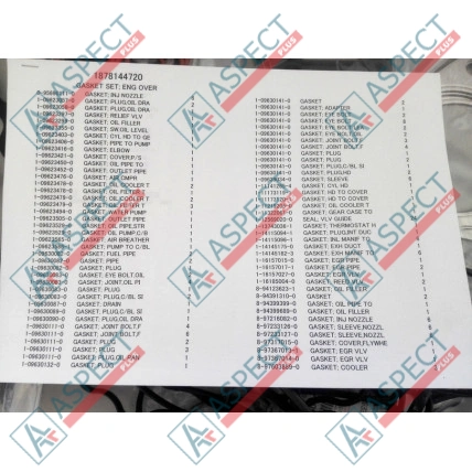 Jeu de joints de moteur Isuzu (1878144720) 6WG1 Hitachi, John Deere Pièce OE