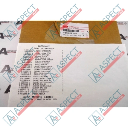 Engine gasket Set Isuzu (5878128107) 4LE1 Hitachi, JCB Genuine