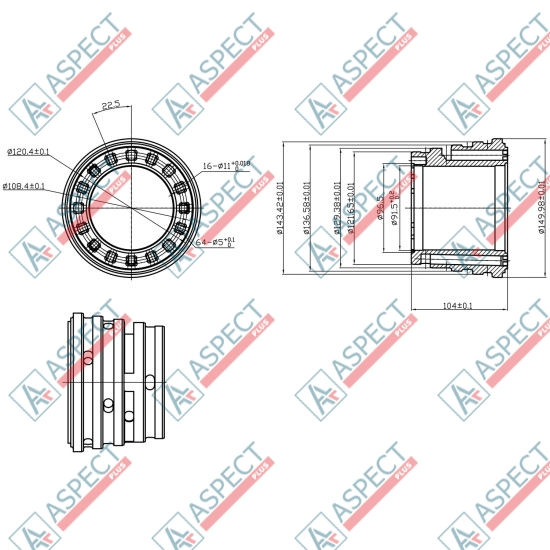 Distributor 2 speed, L=104.0 mm Poclain Hydraulic MSE18, MS18 AFM