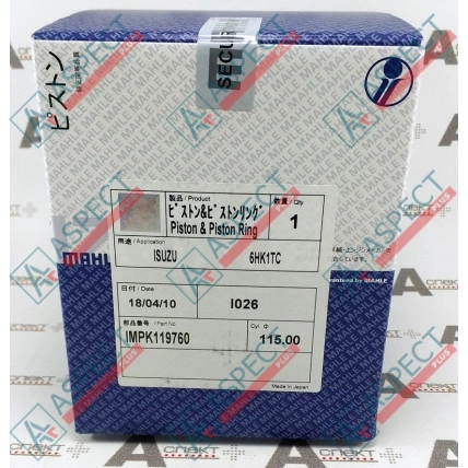 Piston Kit (piston, pin, ring, snap ring) Isuzu (1121119760) Hitachi, JCB OEM