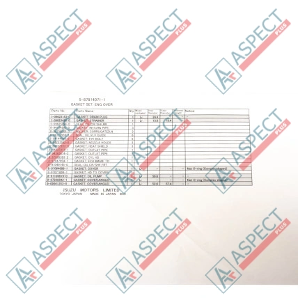 Engine gasket Set Isuzu (5878140711) 3LD1, 3LD2 Hitachi, JCB Genuine