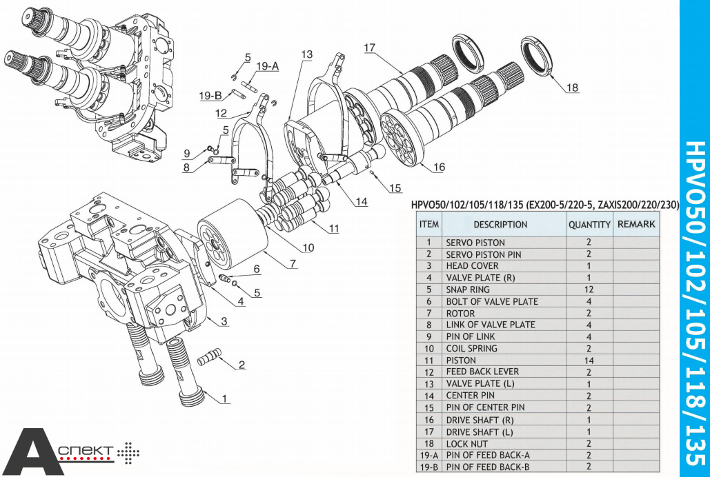 HPV102 HPV series Hitachi Hydraulic parts