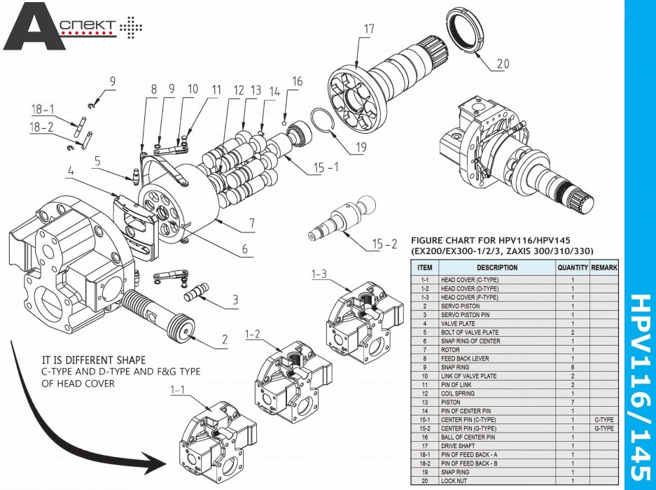 HPV116 HPV series Hitachi Hydraulische Teile