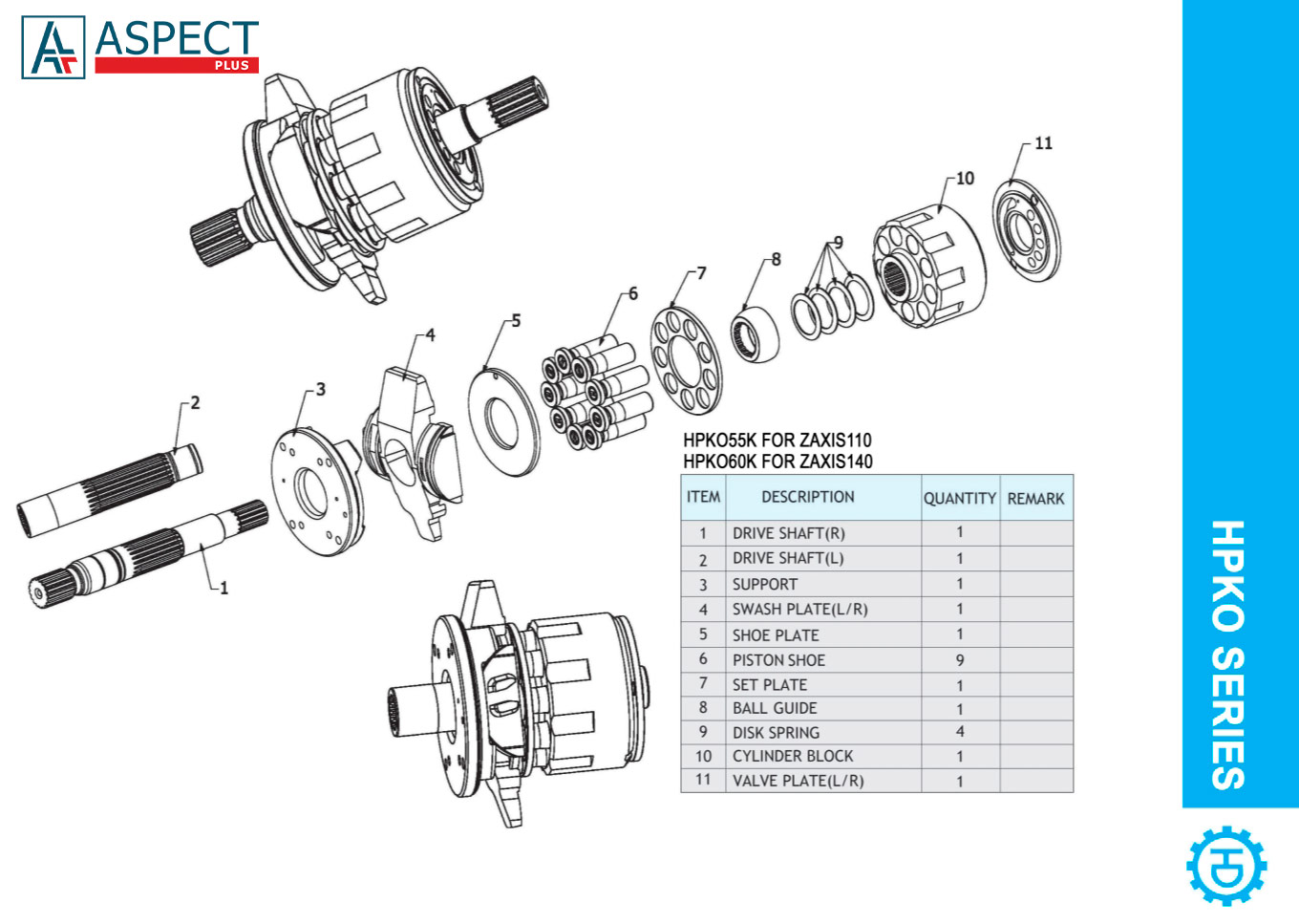 HPKO55 HPKO/HPK series Hitachi Hydraulic parts