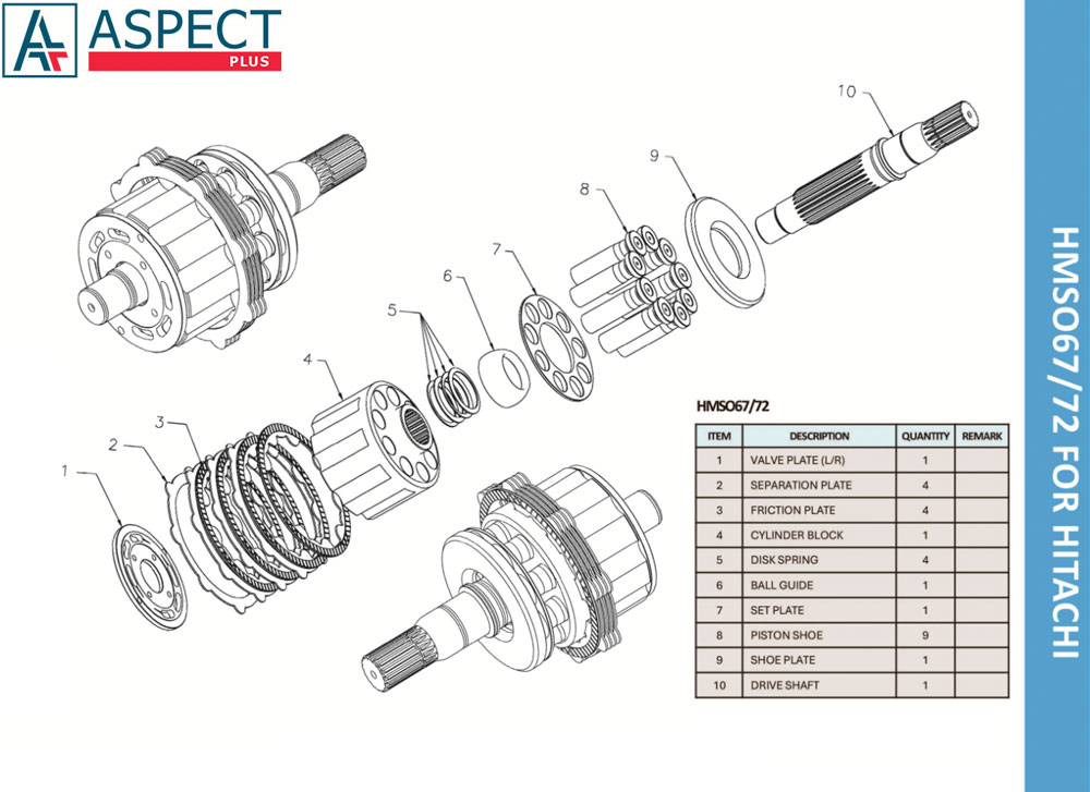 Schéma des pièces détachées Hitachi HMS067 HMS072 HMS097