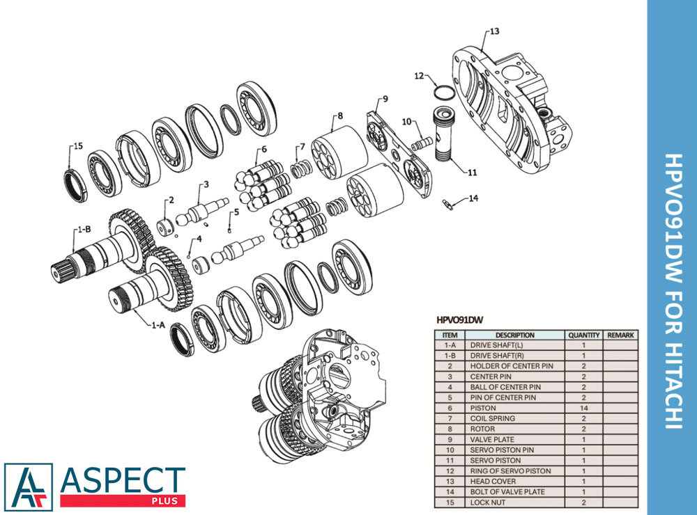 Ersatzteilzeichnung Hitachi HPV091DW