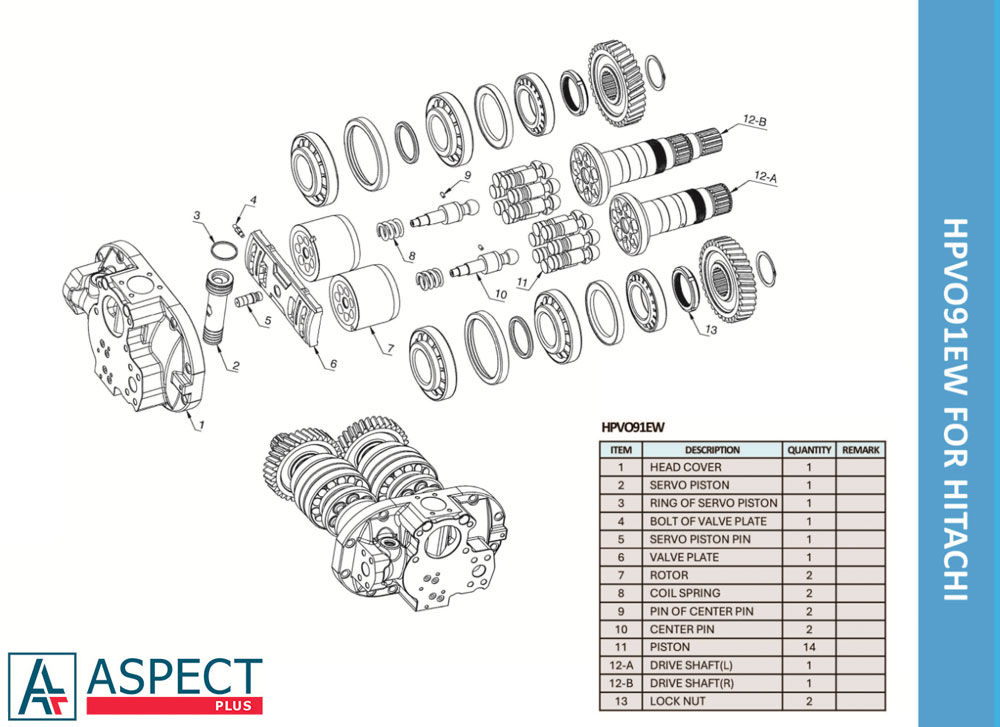 Spare Parts Diagram Hitachi HPV091EW