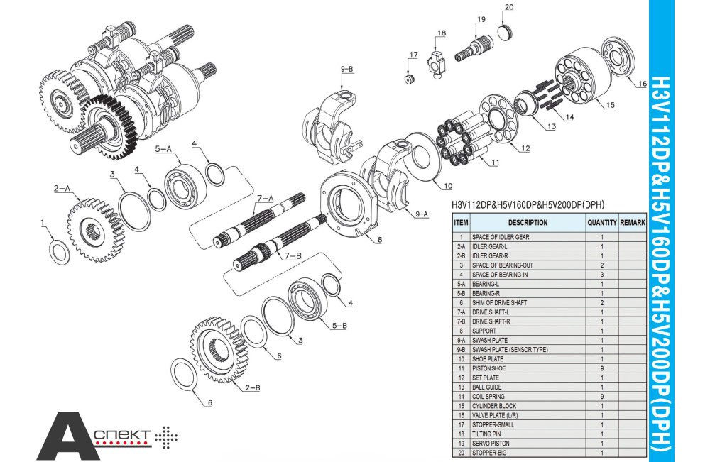 Ersatzteilzeichnung Kawasaki K5V200