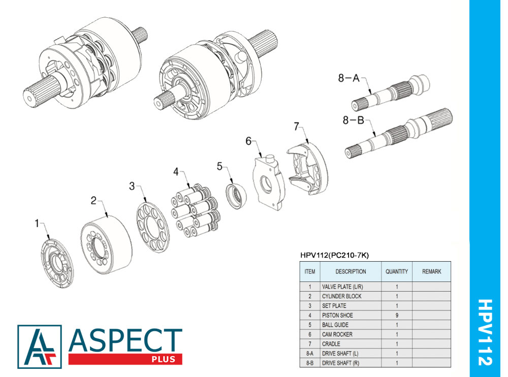 Schéma des pièces détachées Komatsu HPV112