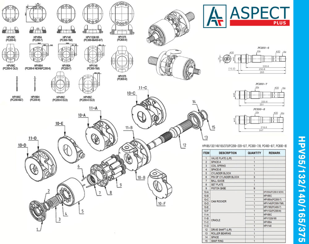 Schéma des pièces détachées Komatsu HPV375